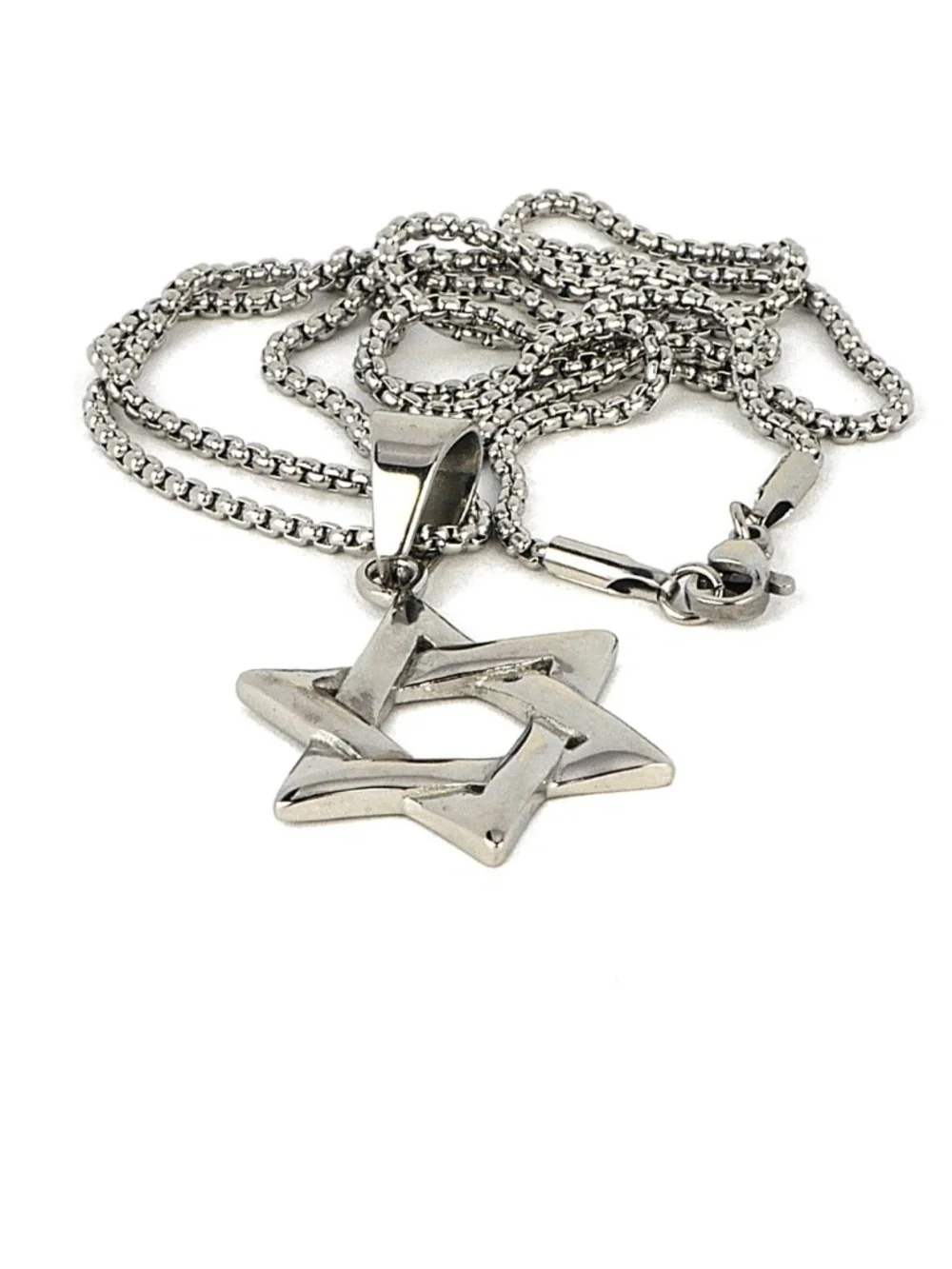 New Stainless Steel Star of David Necklace